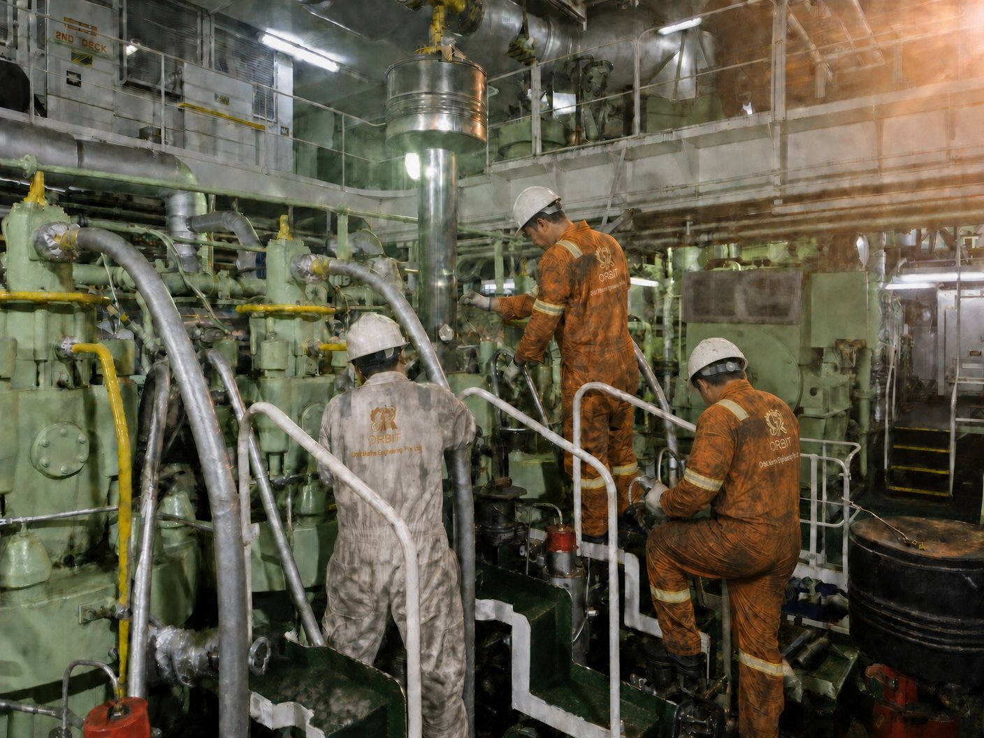 Orbit Marine Engineering team working onboard