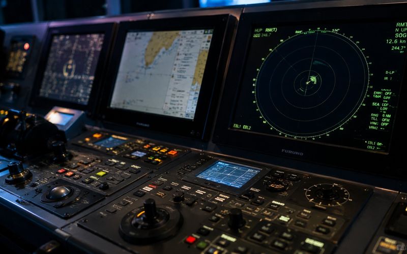 Furuno radar and chart plotter on vessel bridge